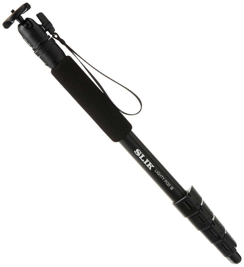 SLIK سليك لايتي بود III monopod بخمسة أقسام مع رأس كروي صغير - يدعم 6.6 رطل (3 كجم) ، لكاميرات ميرورليس/DSLR سوني نيكون كانون فوجي والمزيد - أسود (618-719) - Image 1